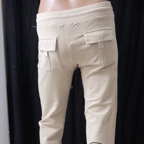 NWT BCBG sz SM LG XL 95% cotton BEIGE & BROWN STUDDED 2 PIECE TRACKSUIT - Picture 4 of 14